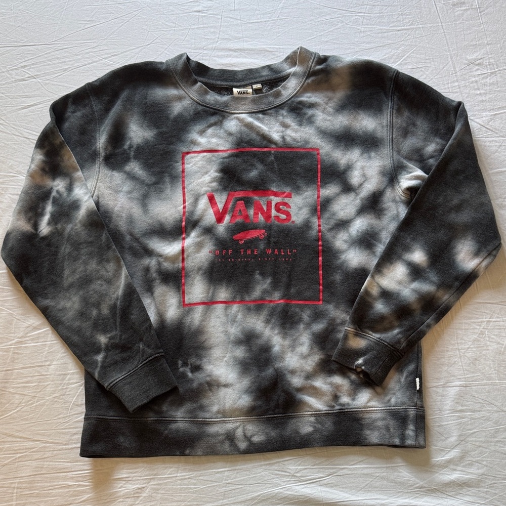 Vans Black and Gray Tie-Dye Crewneck Sweater